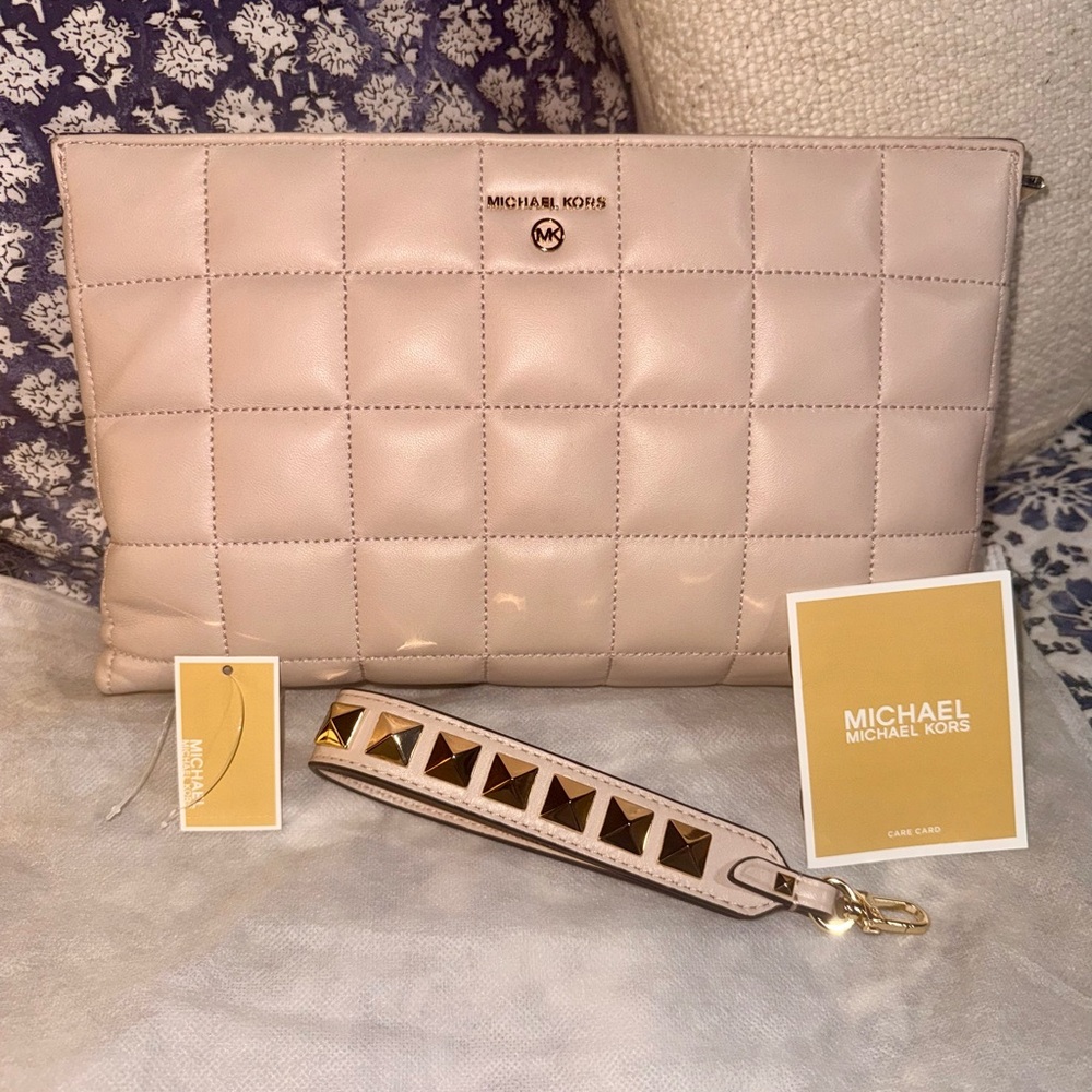 Michael Kors Blush Quilted Clutch